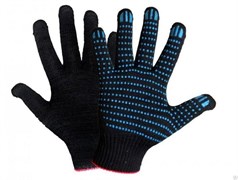 Перчатки с ПВХ черные 5 - нитка 00000000055